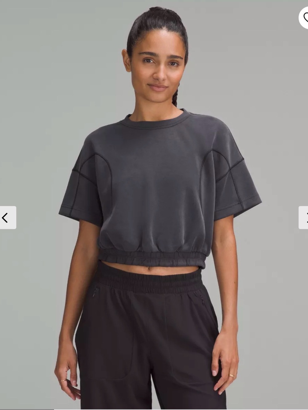 Lululemon Softstreme Gathered Crop Top Black Sz 4